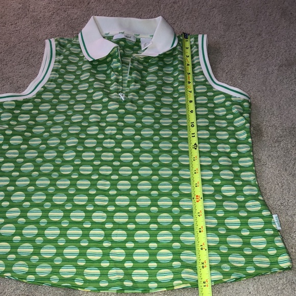 Liz Golf Sleeveless Top Petite Small PS SP Green Dots Stripes - Picture 4 of 15